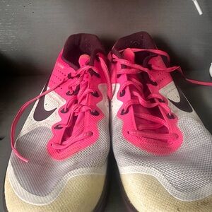 Nike Pink and White Athletic Shoes with Breathable Mesh